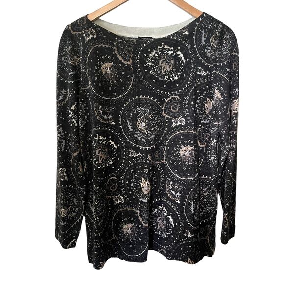 Talbots Woman Sweater Black Brown Design Merino Wool Thin Knit NEW $99 X (12) - Picture 1 of 6